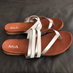 MIA White and Silver Strappy Sandal